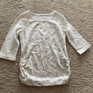Cherokee White and Gold Star Long Sleeve Tee